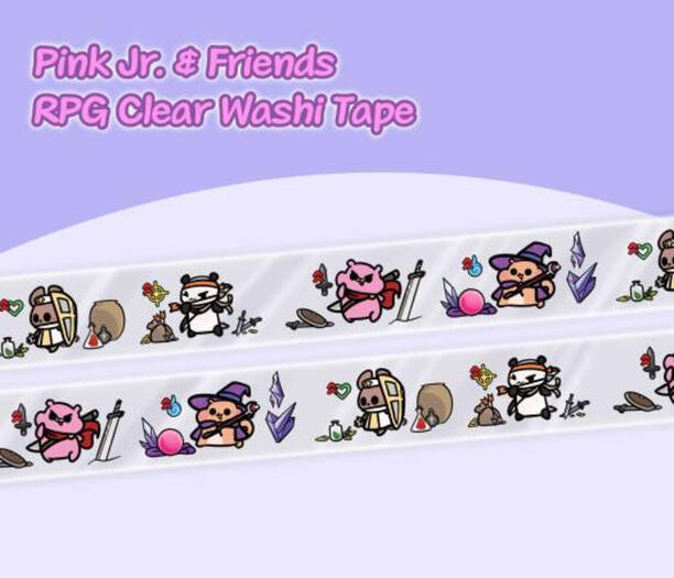 Pink Jr. &amp; Friends - RPG Adventures Clear Washi Tape