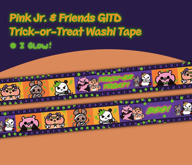 Pink Jr. & Friends - Trick-or-treat Glow-in-the-dark Washi Tape