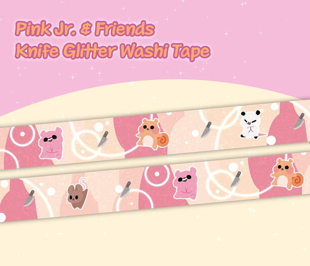 Pink Jr. &amp; Friends - Knife Glitter Washi Tape