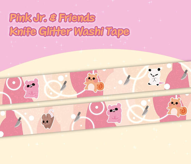 Pink Jr. & Friends - Knife Glitter Washi Tape